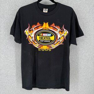 Nascar VTG Nextel Cup Series T Shirt Size M Black 2005 Graphic Distressed Flame